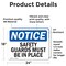 Signmission Safety Guards Must Be In Place OSHA Notice Sign, Vinyl Decal, 24in W x 18in L, 2PK OS-2PACK-NS-D-1824-L-18209 - alternate 4